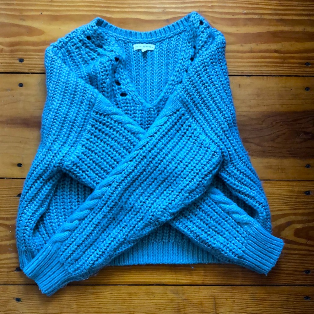 Blue crop sweater cozy